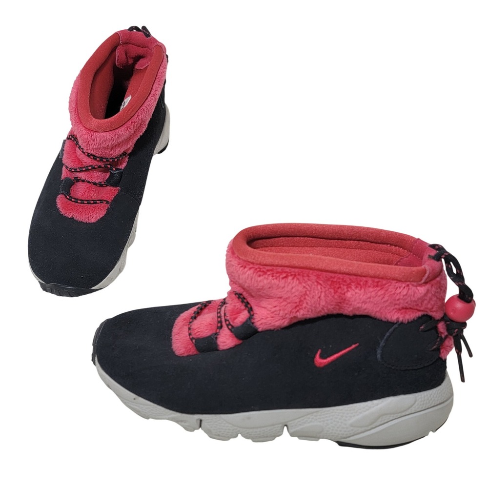 Nike EUC Air Baked Mid Motion Black Suede Red Sneaker‎ Boots Sz 6 454530-003